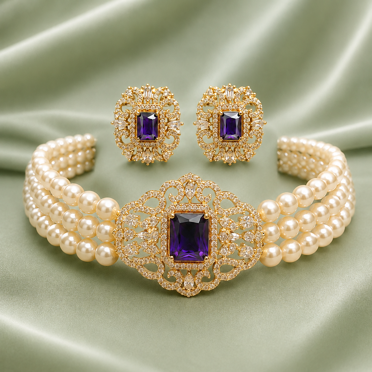 Royal Pearl Choker Set