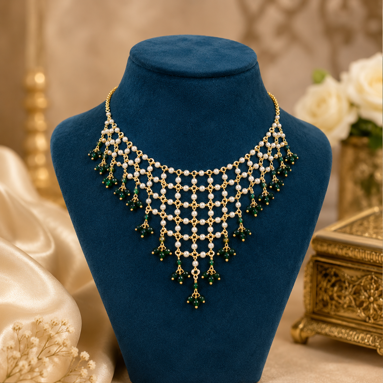 Velvet Base Pearl Choker