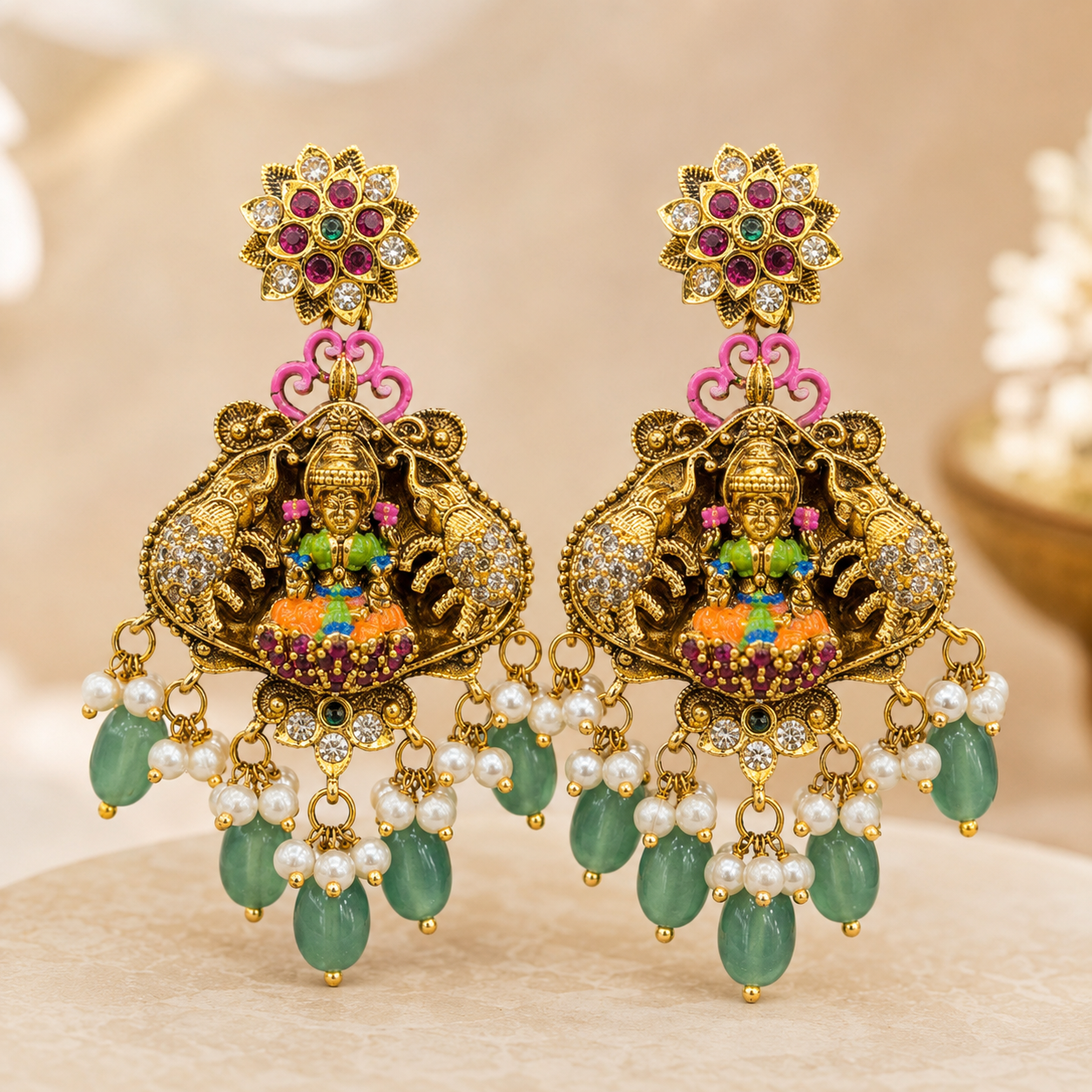 Temple Jhumka Earrings