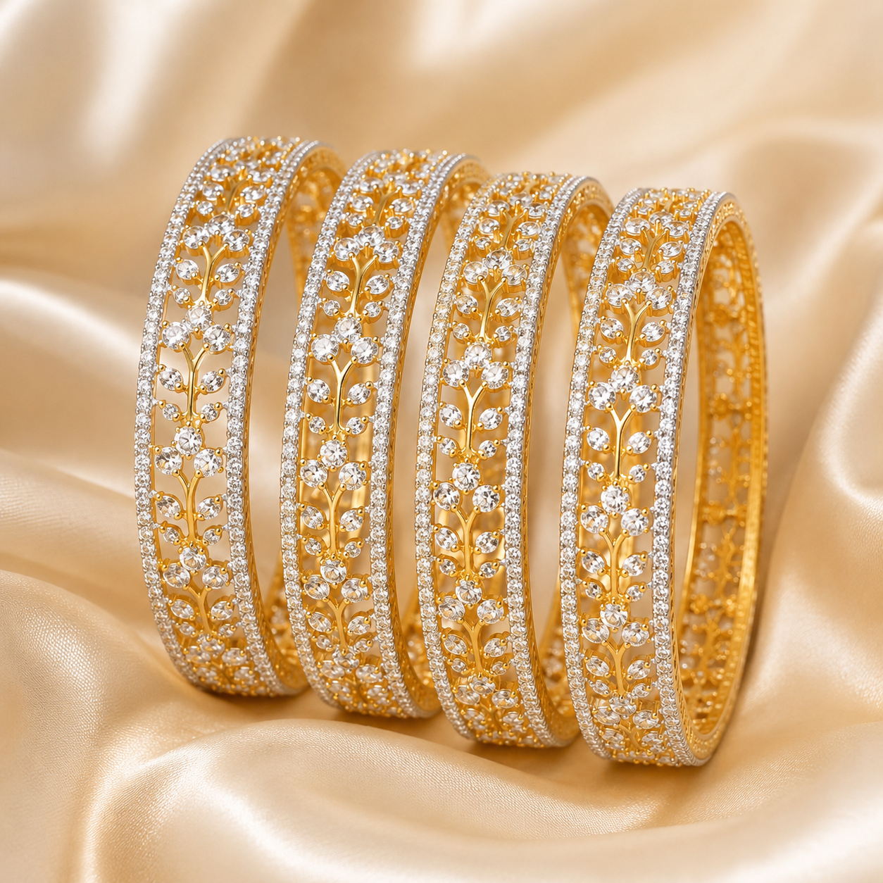 CZ Studded Bridal Bangles Set of 4