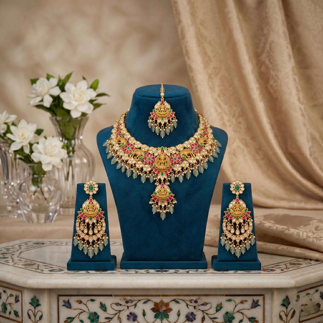 Festive Kundan Maang Tikka Set