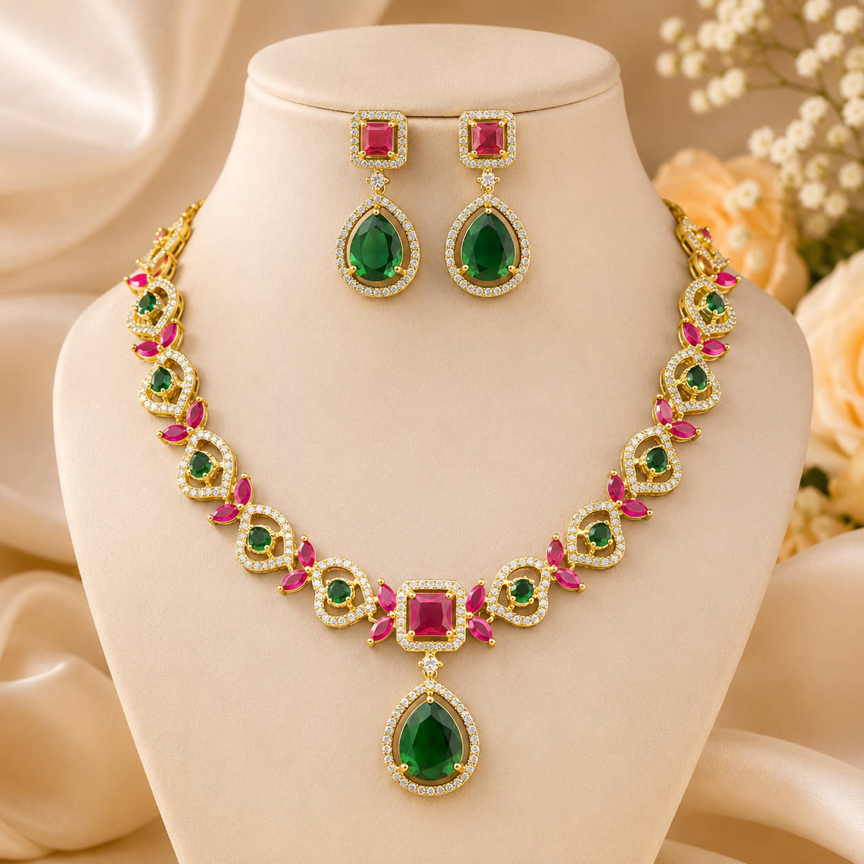 Statement Multicolor Necklace Set